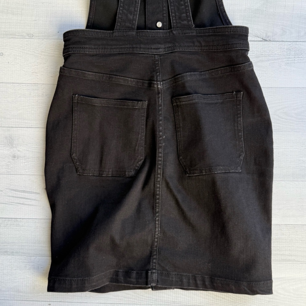 Fashion Nova Always Amy Stretch Black Denim Overall Skirt Dress XS - Picture 4 of 7